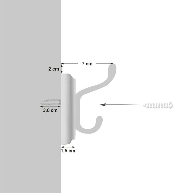 Sienas pakaramais ar 4 metāla āķiem SONGMICS balts cena un informācija | Drēbju pakaramie | 220.lv