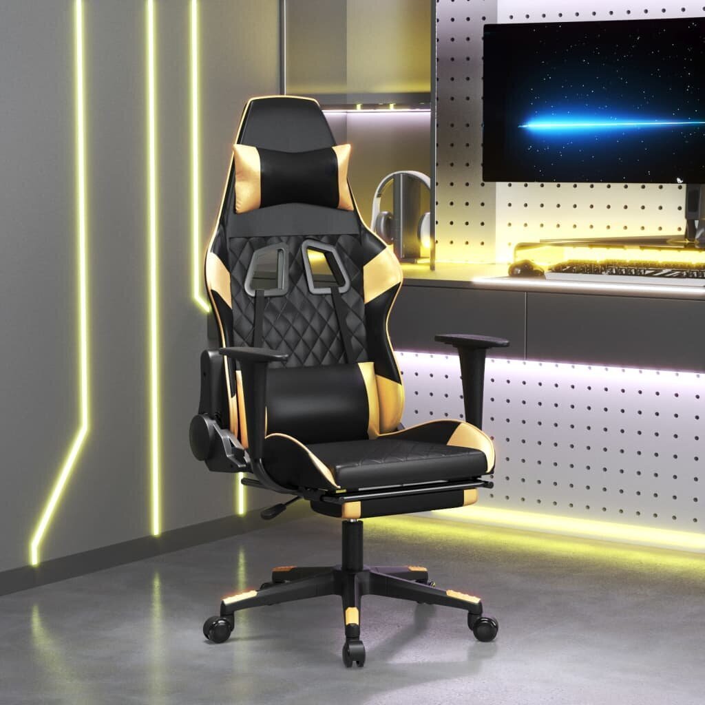 Spēļu krēsls, melns/zelts cena un informācija | Biroja krēsli | 220.lv