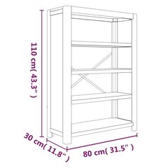 vidaXL 4-līmeņu grāmatu plaukts, 80x30x110 cm, akācijas masīvkoks cena un informācija | Plaukti | 220.lv