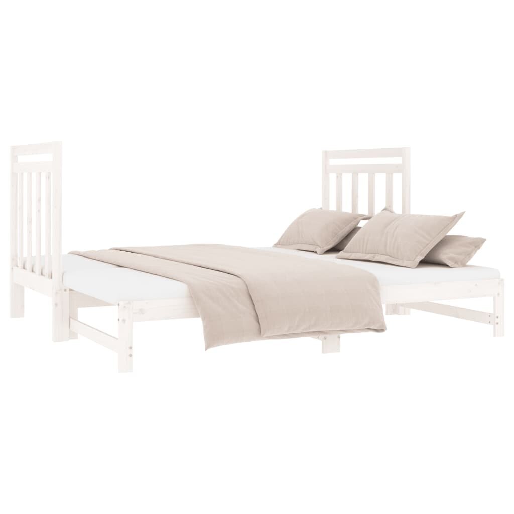 Izvelkama gulta, balta, 2x(90x190)cm, priedes masīvkoks цена и информация | Gultas | 220.lv