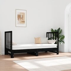 Izvelkama gulta, melna, 2x(90x190)cm, priedes masīvkoks cena un informācija | Gultas | 220.lv