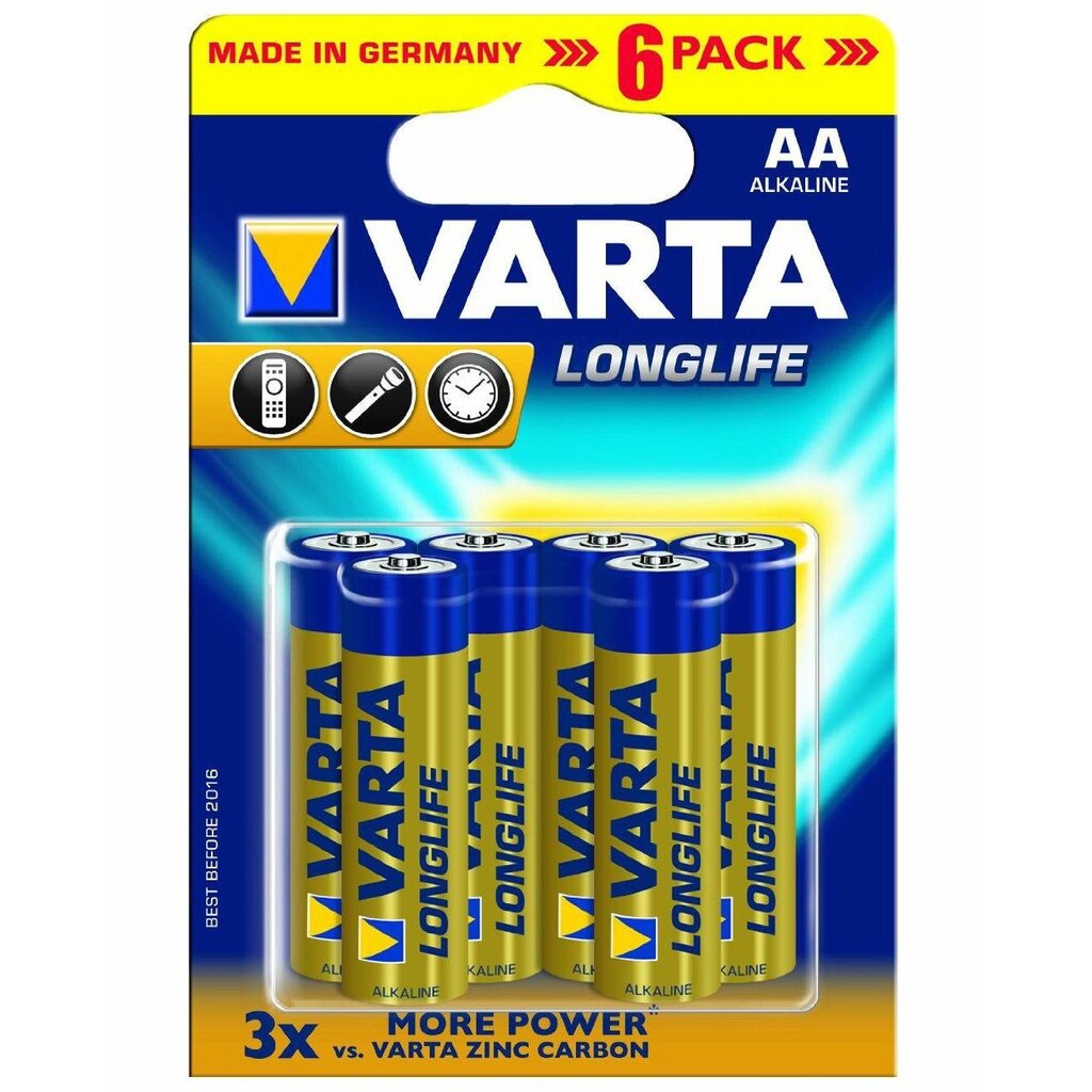 Varta Longlife LR06 elementi, 6 gab. cena un informācija | Baterijas | 220.lv