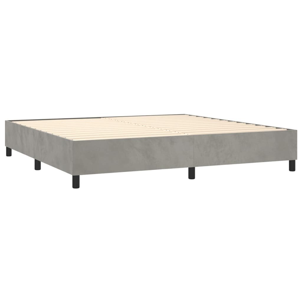 Atsperu gultas rāmis ar matraci vidaXL, 200x200 cm, gaiši pelēks cena un informācija | Gultas | 220.lv