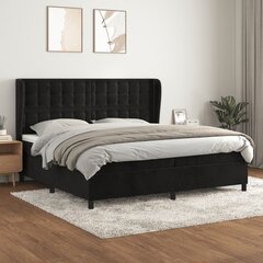 vidaXL atsperu gulta ar matraci, melns samts, 200x200 cm cena un informācija | Gultas | 220.lv