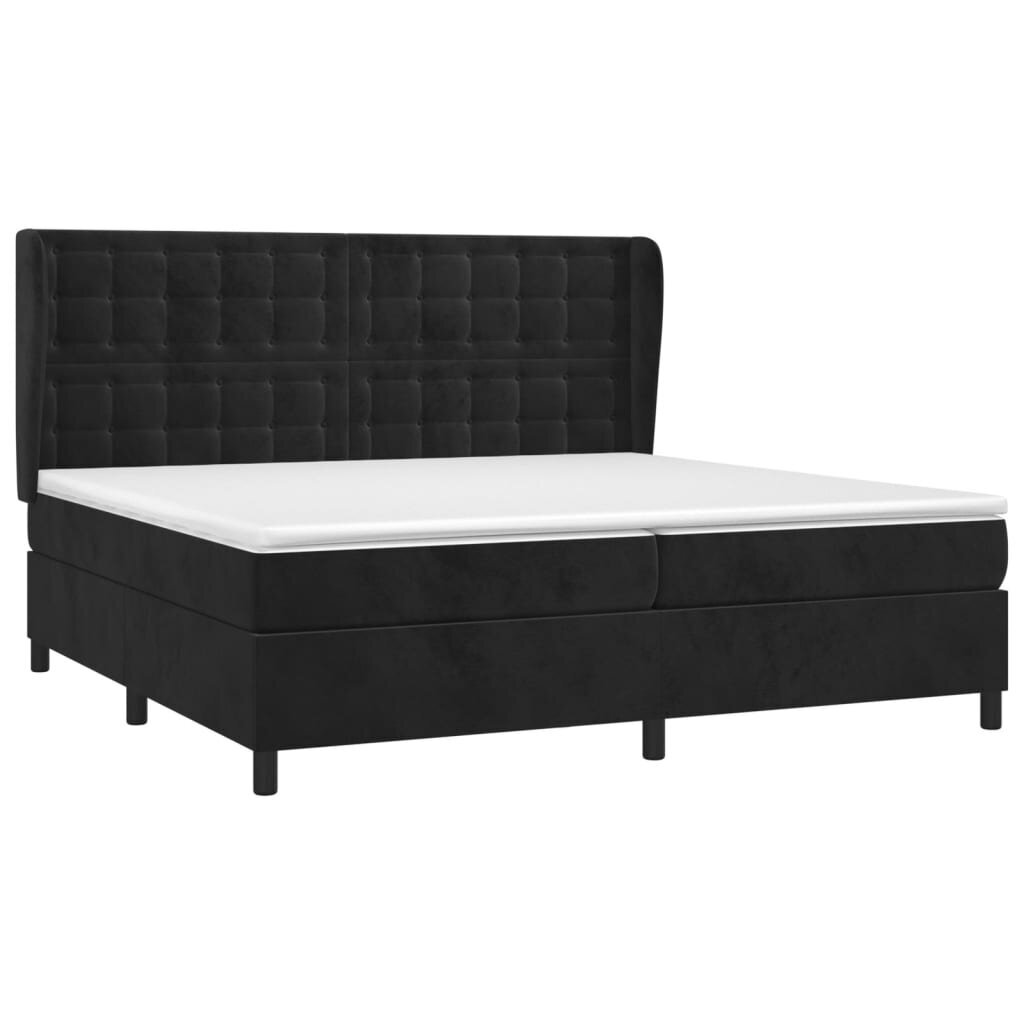 vidaXL atsperu gulta ar matraci, melns samts, 200x200 cm cena un informācija | Gultas | 220.lv
