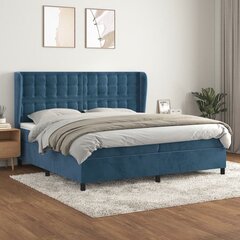 Atsperu gultas rāmis ar matraci vidaXL, 200x200 cm, tumši zils цена и информация | Кровати | 220.lv