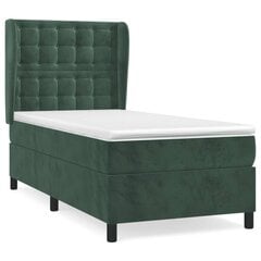 Atsperu gultas rāmis ar matraci vidaXL, 90x190 cm, tumši zaļš цена и информация | Кровати | 220.lv