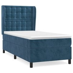 Atsperu gultas rāmis ar matraci vidaXL, 90x200 cm, tumši zils cena un informācija | Gultas | 220.lv