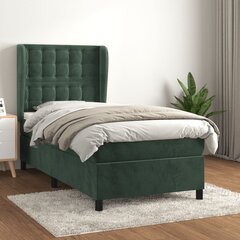 Atsperu gultas rāmis ar matraci vidaXL, 100x200 cm, tumši zaļš цена и информация | Кровати | 220.lv