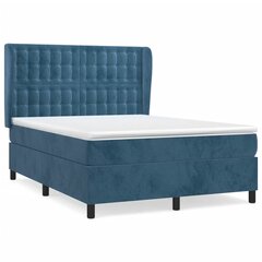 Atsperu gultas rāmis ar matraci vidaXL, 140x190 cm, tumši zils цена и информация | Кровати | 220.lv