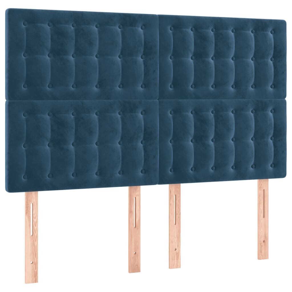 Atsperu gultas rāmis ar matraci vidaXL, 140x200 cm, tumši zils cena un informācija | Gultas | 220.lv