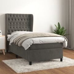 Atsperu gultas rāmis ar matraci vidaXL, 90x200 cm, tumši pelēks цена и информация | Кровати | 220.lv