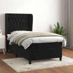 Atsperu gultas rāmis ar matraci vidaXL, 90x200 cm, melna cena un informācija | Gultas | 220.lv