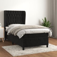 Atsperu gultas rāmis ar matraci vidaXL, 100x200 cm, melns цена и информация | Кровати | 220.lv