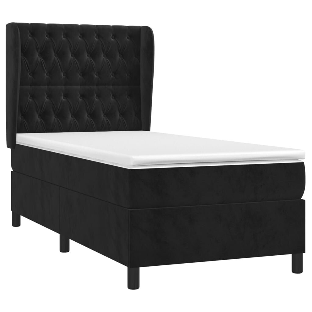 Atsperu gultas rāmis ar matraci vidaXL, 100x200 cm, melns cena un informācija | Gultas | 220.lv