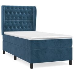 Atsperu gultas rāmis ar matraci vidaXL, 100x200 cm, tumši zils цена и информация | Кровати | 220.lv