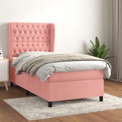 Atsperu gultas rāmis ar matraci vidaXL, 100x200 cm, rozā cena un informācija | Gultas | 220.lv