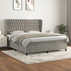 vidaXL atsperu gulta ar matraci, gaiši pelēks samts, 180x200 cm цена и информация | Кровати | 220.lv