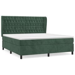 Atsperu gultas rāmis ar matraci vidaXL, 180x200 cm, tumši zaļš cena un informācija | Gultas | 220.lv