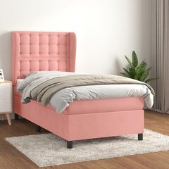 vidaXL atsperu gulta ar matraci, rozā samts, 80x200 cm cena un informācija | Gultas | 220.lv