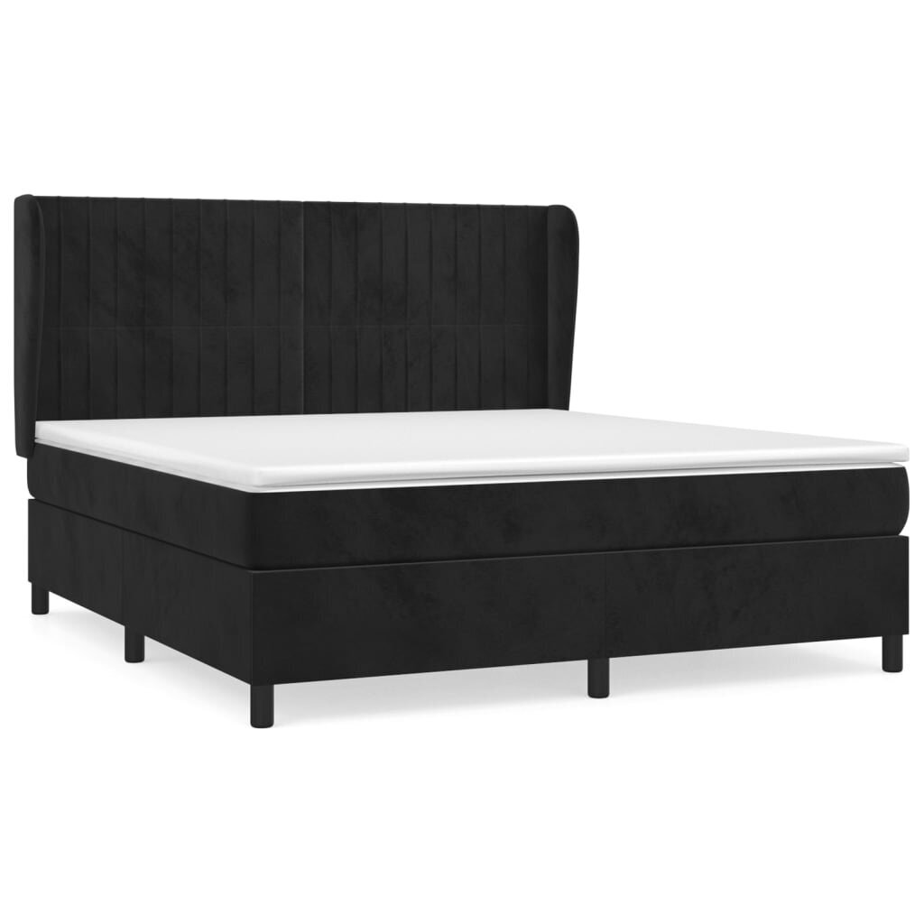 Atsperu gultas rāmis ar matraci vidaXL, 180x200 cm, melns cena un informācija | Gultas | 220.lv