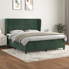Atsperu gultas rāmis ar matraci vidaXL, 180x200 cm, tumši zaļš цена и информация | Кровати | 220.lv