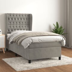 Atsperu gultas rāmis ar matraci vidaXL, 90x190 cm, gaiši pelēks цена и информация | Кровати | 220.lv