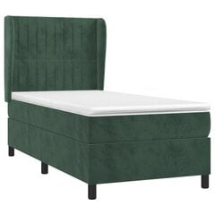 Atsperu gulta ar matraci vidaXL, 90x190 cm, tumši zaļš цена и информация | Кровати | 220.lv