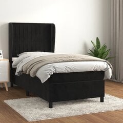 Atsperu gulta ar matraci vidaXL, 90x200 cm, melns cena un informācija | Gultas | 220.lv