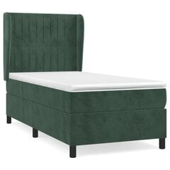 Atsperu gulta ar matraci vidaXL, 90x200 cm, tumši zaļš цена и информация | Кровати | 220.lv