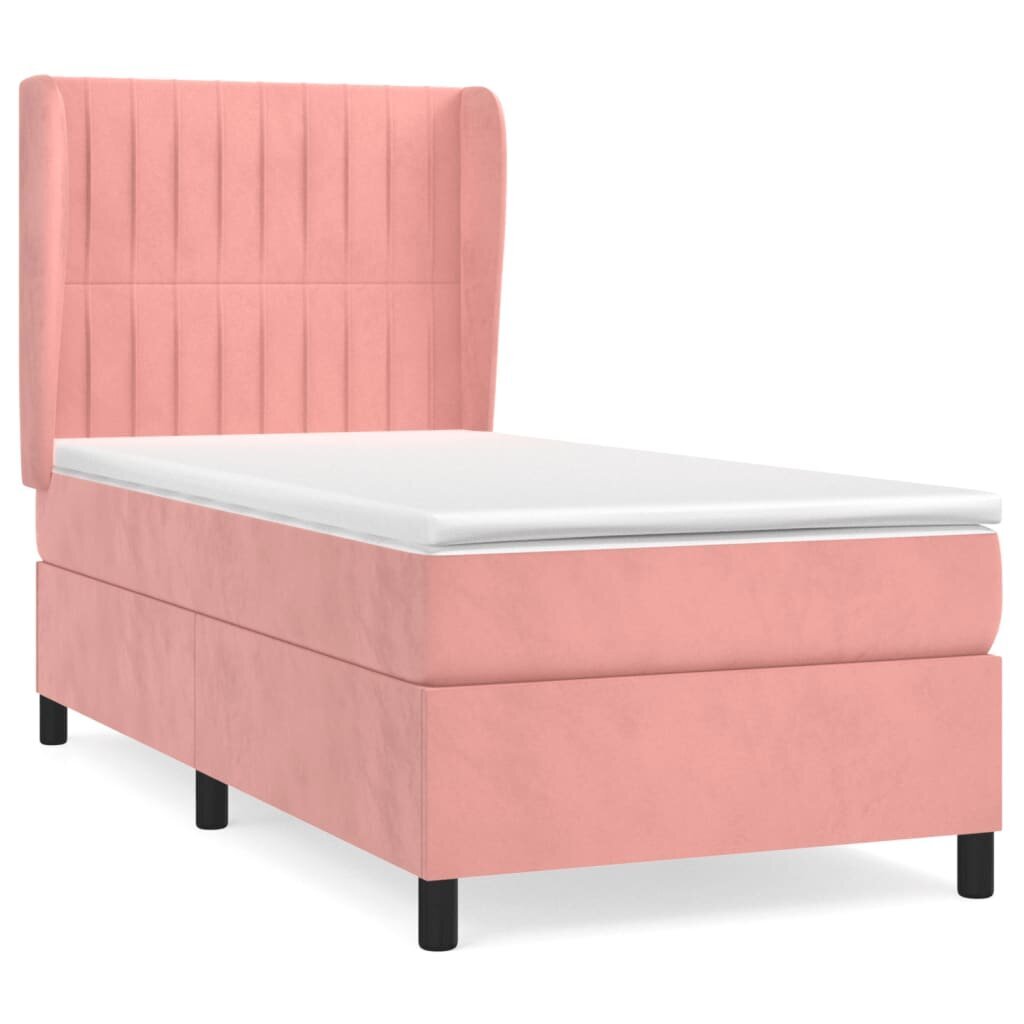 Atsperu gulta ar matraci vidaXL, 90x200 cm, rozā цена и информация | Gultas | 220.lv