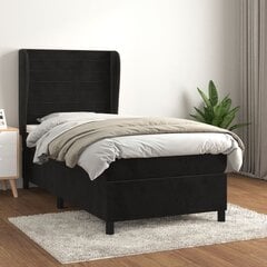 vidaXL atsperu gulta ar matraci, melns samts, 100x200 cm цена и информация | Кровати | 220.lv