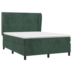 Atsperu gulta ar matraci vidaXL, 140x190 cm, tumši zaļš цена и информация | Кровати | 220.lv