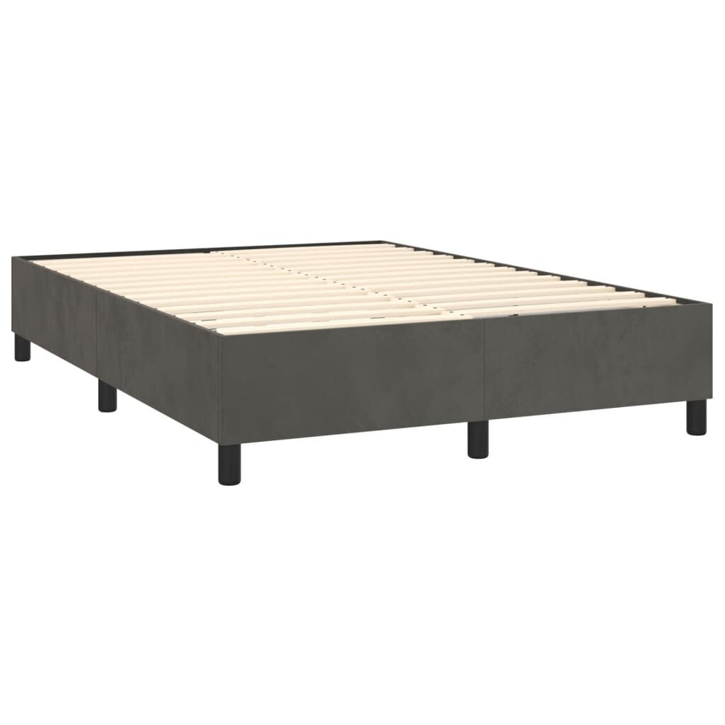 Atsperu gulta ar matraci vidaXL, 140x200 cm, tumši pelēks cena un informācija | Gultas | 220.lv