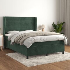 Atsperu gulta ar matraci vidaXL, 140x200 cm, tumši zaļš cena un informācija | Gultas | 220.lv