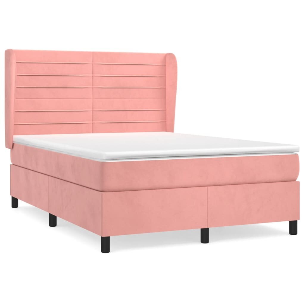 Atsperu gulta ar matraci vidaXL, 140x200 cm, rozā цена и информация | Gultas | 220.lv