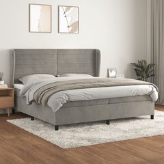 Atsperu gulta ar matraci vidaXL, 200x200 cm, gaiši pelēks цена и информация | Кровати | 220.lv