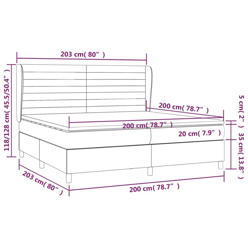 Atsperu gulta ar matraci vidaXL, 200x200 cm, gaiši pelēks cena un informācija | Gultas | 220.lv