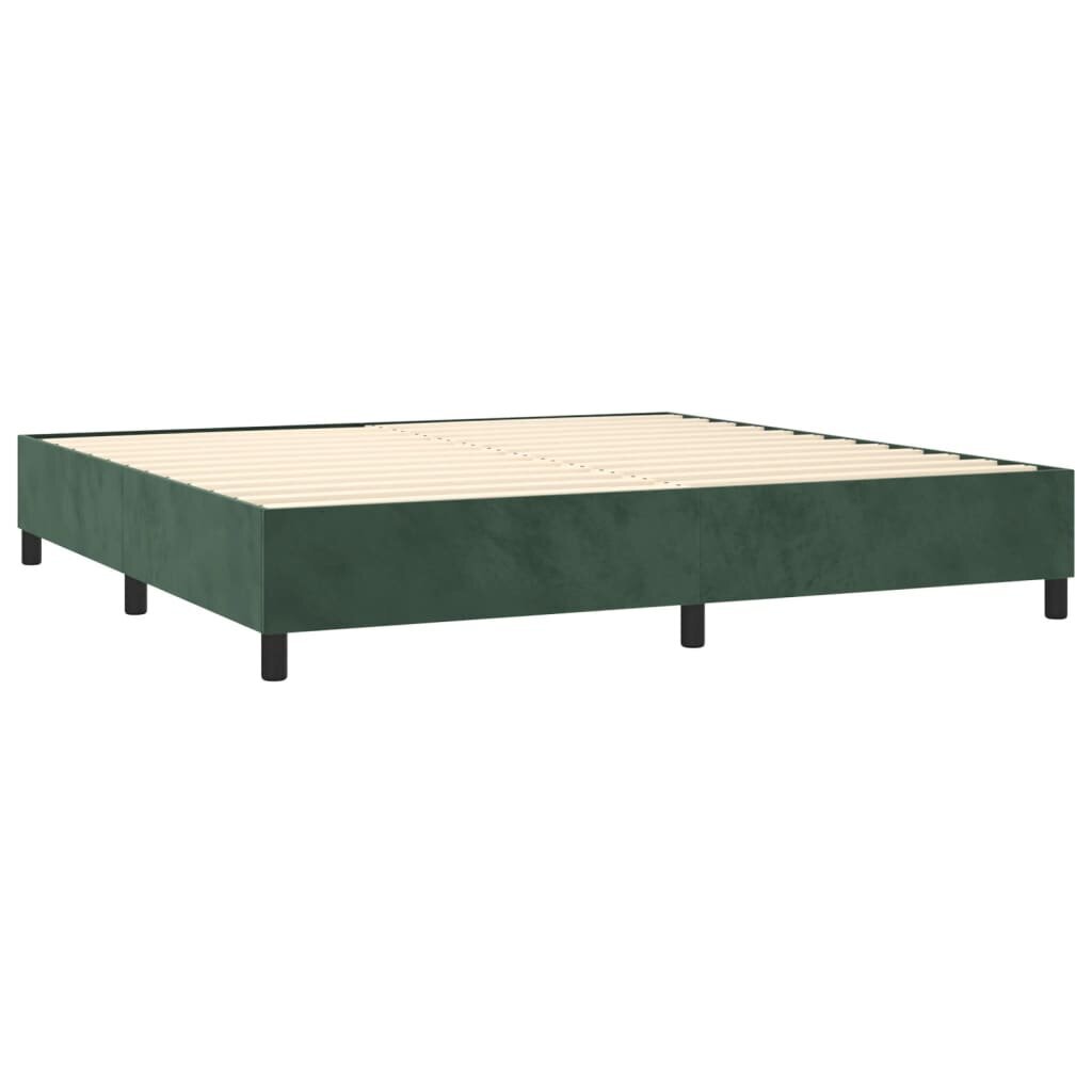 vidaXL atsperu gulta ar matraci, tumši zaļš samts, 200x200 cm cena un informācija | Gultas | 220.lv