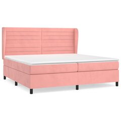 Atsperu gulta ar matraci vidaXL, 200x200 cm, rozā cena un informācija | Gultas | 220.lv