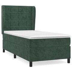 Atsperu gulta ar matraci vidaXL, 90x190 cm, tumši zaļš цена и информация | Кровати | 220.lv