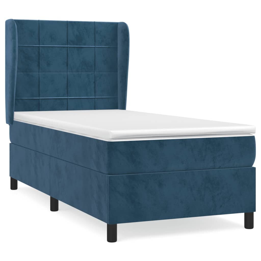 Atsperu gulta ar matraci vidaXL, 90x200 cm, tumši zils цена и информация | Gultas | 220.lv