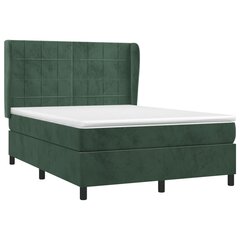 Atsperu gulta ar matraci vidaXL, 140x190 cm, tumši zaļš cena un informācija | Gultas | 220.lv