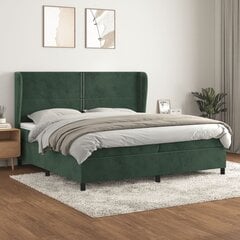 Atsperu gulta ar matraci vidaXL, 200x200 cm, tumši zaļš cena un informācija | Gultas | 220.lv