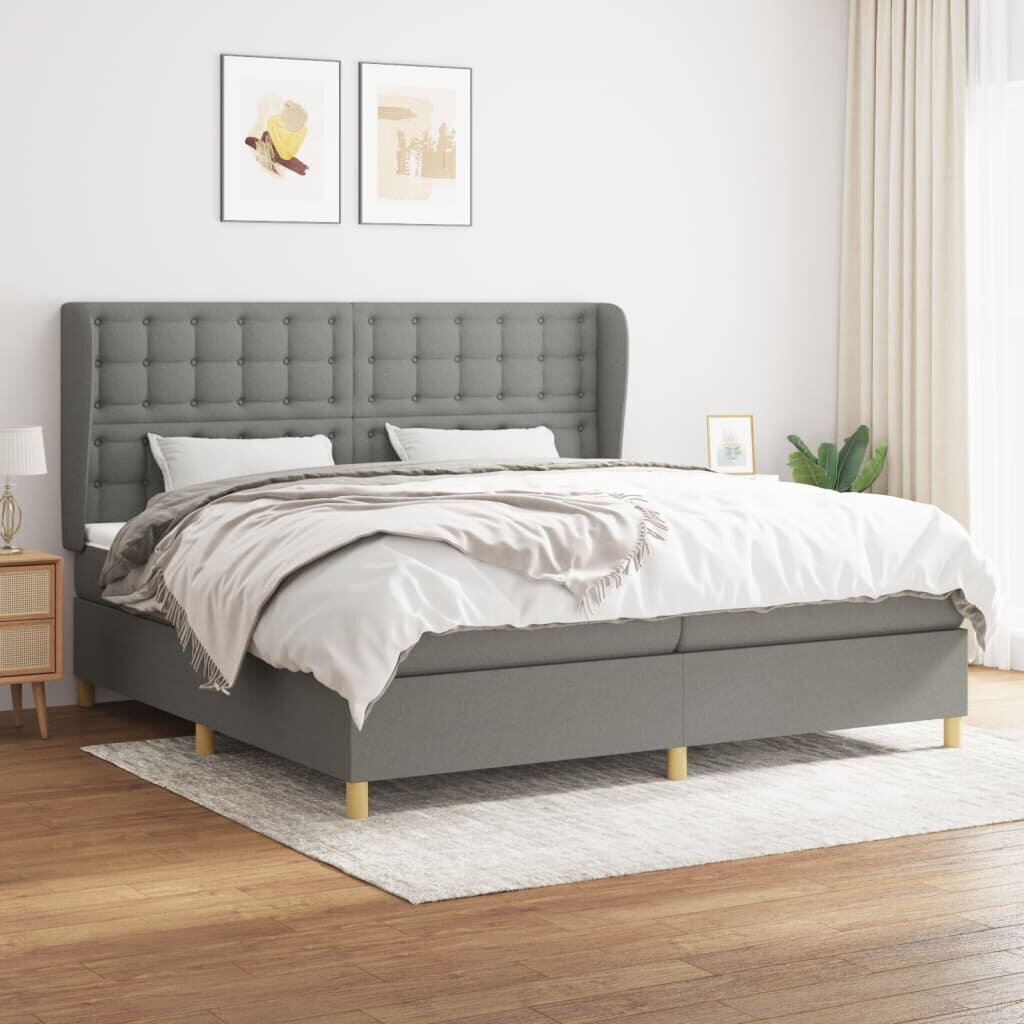 Atsperu gulta ar matraci vidaXL, 200x200 cm, tumši pelēks cena un informācija | Gultas | 220.lv