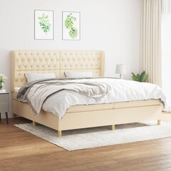 Atsperu gulta ar matraci vidaXL, 200x200 cm, krēmkrāsas cena un informācija | Gultas | 220.lv