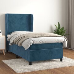 Atsperu gulta ar matraci vidaXL, 100x200 cm, tumši zils cena un informācija | Gultas | 220.lv
