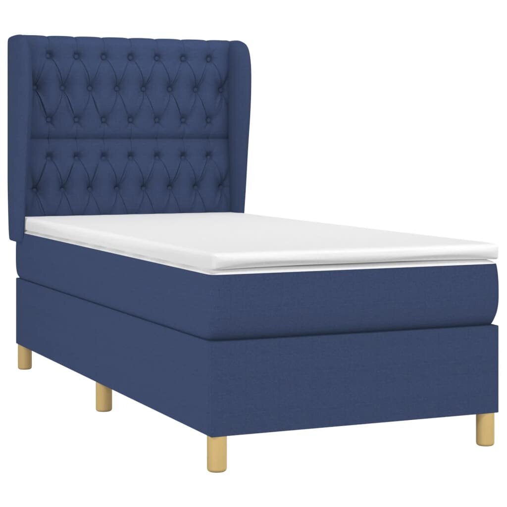 Atsperu gulta ar matraci vidaXL, 100x200 cm, zils цена и информация | Gultas | 220.lv