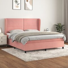 Atsperu gulta ar matraci vidaXL, 180x200 cm, rozā cena un informācija | Gultas | 220.lv