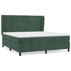 Atsperu gulta ar matraci vidaXL, 180x200 cm, tumši zaļš cena un informācija | Gultas | 220.lv